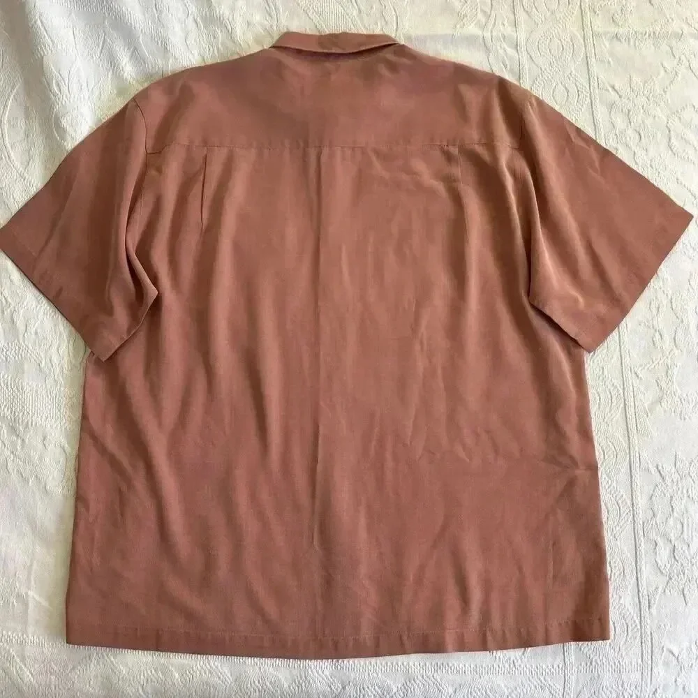 Weatherproof Men's Red Orange Soft Lightweight Short Sleeve Button Down Shirt XL